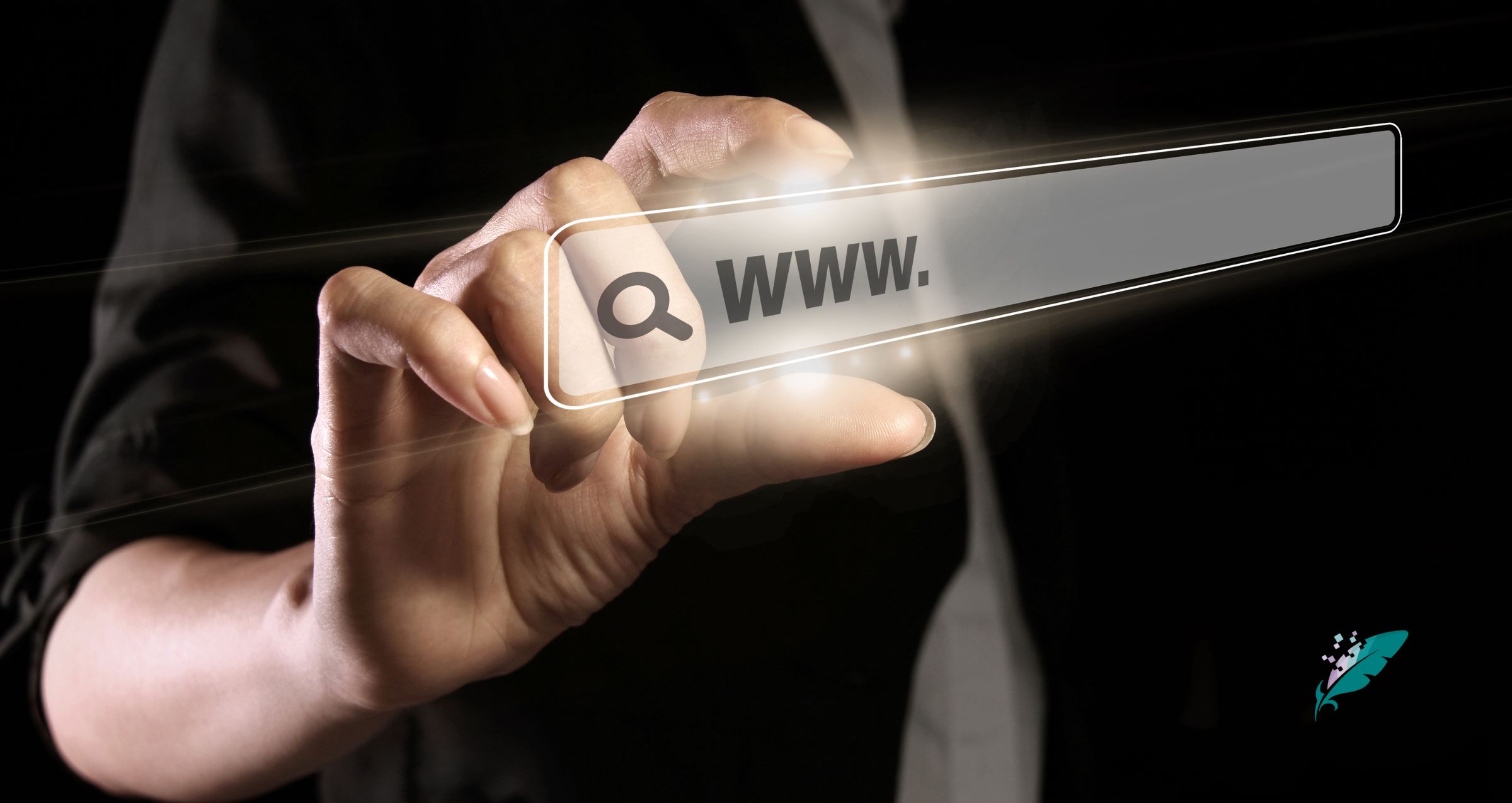 What is a domain transfer? Business person tapping on a search bar the reads www.